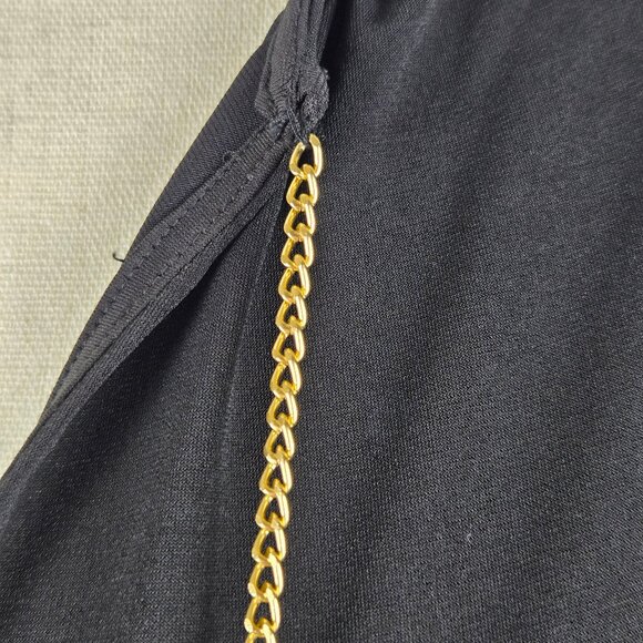 MICHAEL Michael Kors Size Small Black Shift Dress Chain Tassel Split V-neck - Picture 4 of 11